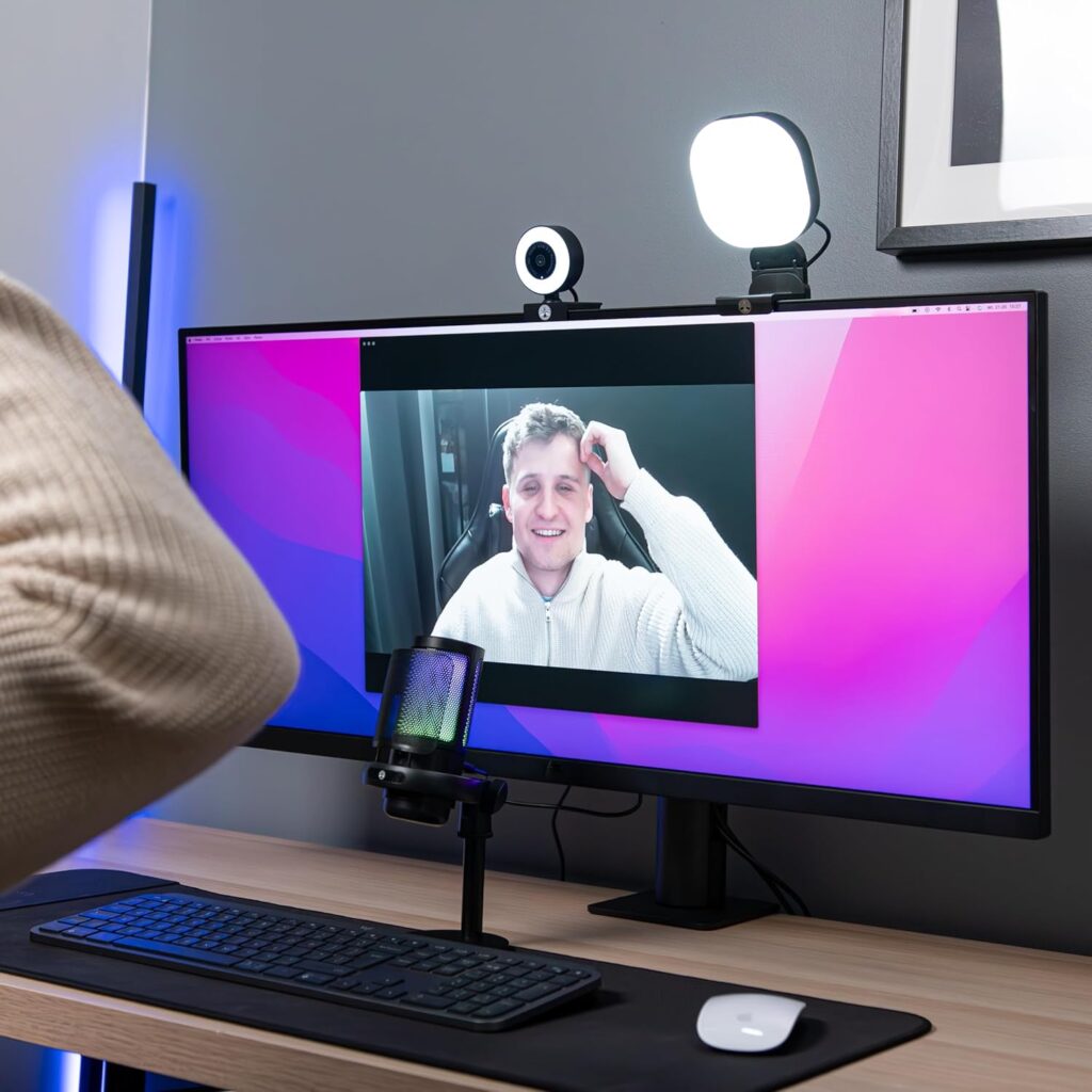 Live Streaming Kit- Perfect for Streaming Video Games on Twitch, YouTube, Podcasts and Working from Home. includes 1920x1080p Webcam, Professional USB Microphone, and One LED Multi-Color Light