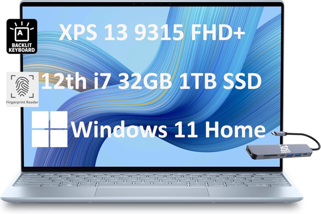 Dell XPS 13 9310 13.4 4K OLED Touchscreen (Intel Core i7-1195G7, 16GB LPDDR4X RAM, 1TB SSD) Thin Light Business Laptop, Backlit KB, Fingerprint Reader, Wi-Fi 6E, Thunderbolt 4, Webcam, Win 11 Home