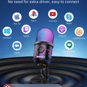 gaming microphone usb computer microphone for pc mac ps45 condenser podcast mic for studio recording youtube streaming w 1