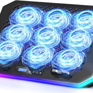 Keibn Upgraded Gaming Laptop Cooler with 9 Quiet RGB Fans and 7 Adjustable Heights