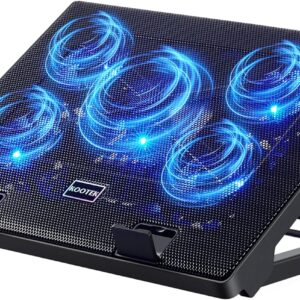 kootek laptop cooling pad laptop cooler with 5 quiet fans for 12 17 computer pc notebook gaming laptop fan height adjust