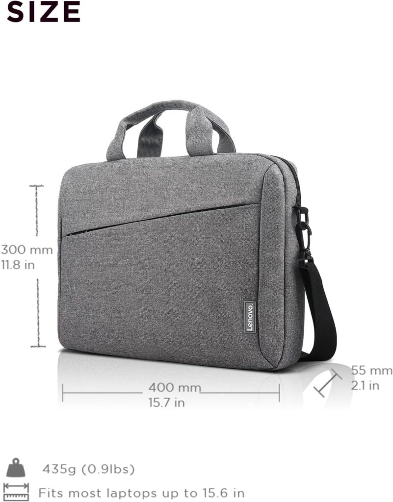 Lenovo Laptop Carrying Case T210, 15.6-Inch Laptop and Tablet, Sleek Design, Durable and Water-Repellent Fabric, Business Casual or School, GX40Q17231 Casual Toploader - Grey