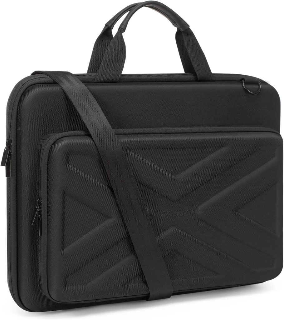 MOSISO Hard Shell Laptop Case for Men Women,15-15.6 inch Computer Bag Compatible with MacBook, HP, Dell, Lenovo, Asus, Notebook,16 inch Laptop Bag with Front Pocket Shoulder Strap, Black