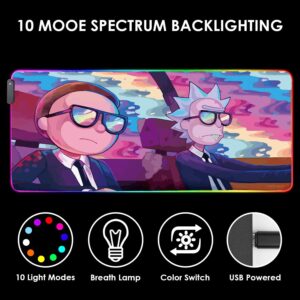 RGB LED Gaming Mouse Pad with Rubber Base and Colorful Lighting