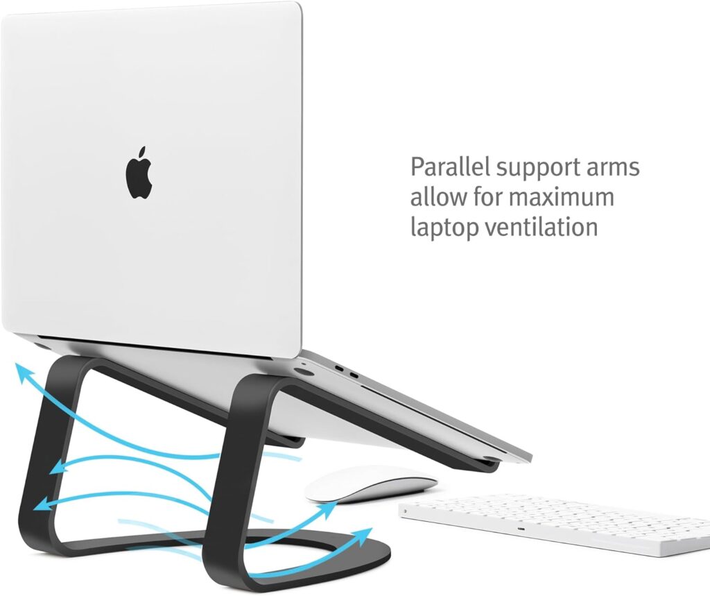 Twelve South Curve for MacBooks and Laptops | Ergonomic desktop cooling stand for home or office (matte black) , 10 x 10.5 x 6 inches