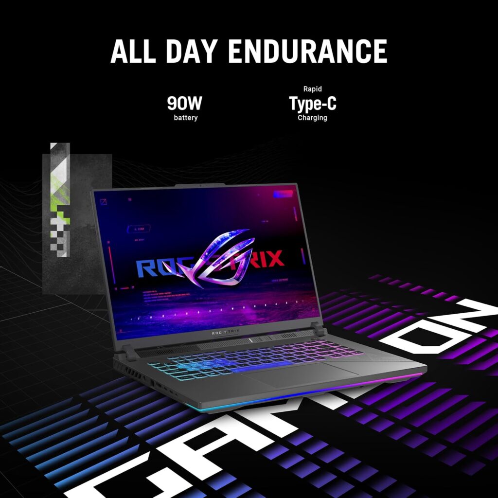 ASUS ROG Strix G16 (2024) Gaming Laptop, 16” ROG Nebula Display 16:10 QHD 240Hz, NVIDIA® GeForce RTX™ 4070, Intel® Core™ i9-14900HX, 16GB DDR5-5600, 1TB PCIe Gen4 SSD, Wi-Fi 6E, Win 11, G614JIR-AS94