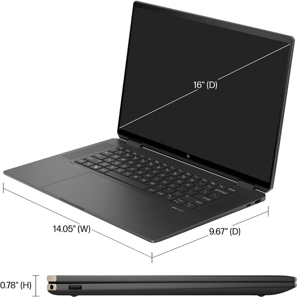 New Spectre x360 2-in-1 16-aa0023dx 16 2.8K OLED, multitouch Intel Evo Ultra 7 155H CPU GeForce RTX 4050 GPU 6GB Active Pen Plus Stylus Pen Light (1TB SSD|32GB RAM|Win 11 PRO)