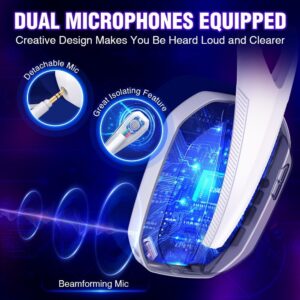 wireless gaming headset for pc ps5 ps4 mac switch bluetooth over ear headphones with detachable and built in mics low la 1